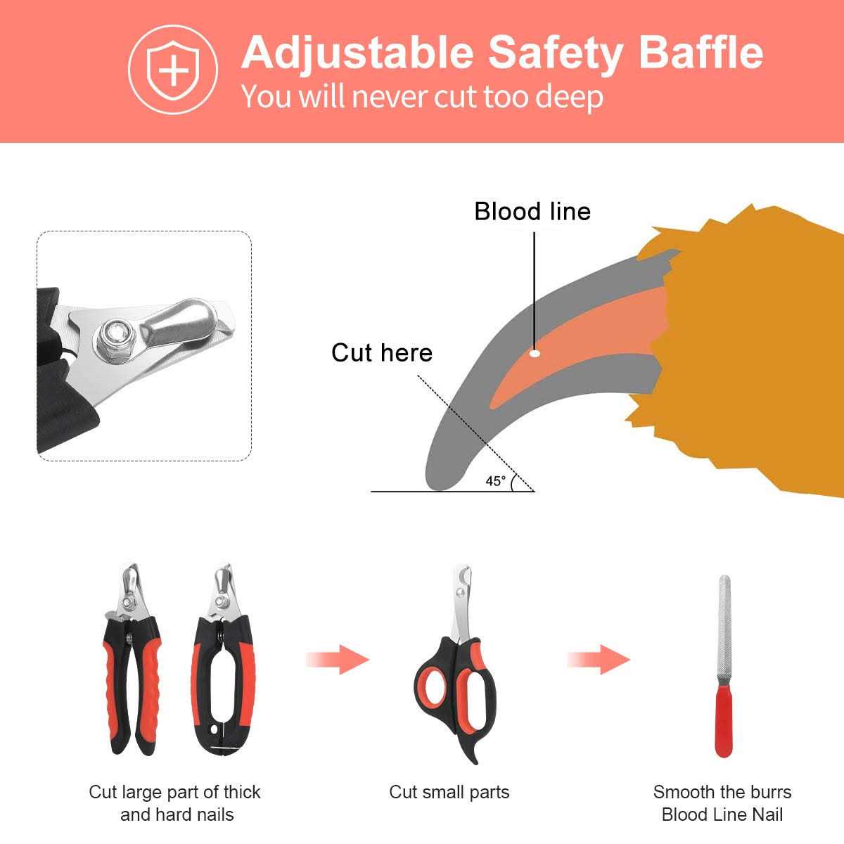 Bretheil Dog Nail Clippers Trimmer Set Quick Safety Guard to Avoid Over-Cutting - Healthber