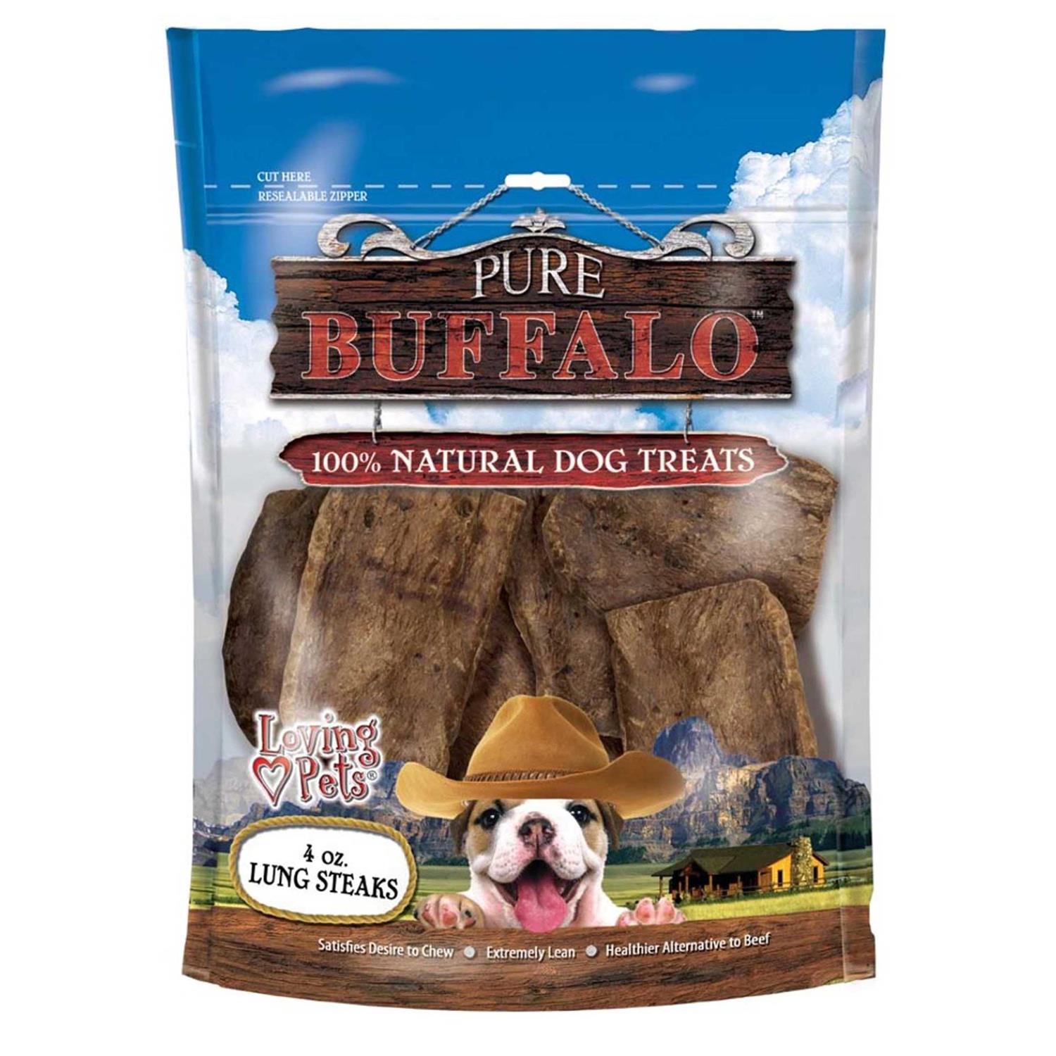 Loving Pets Pure Buffalo Lung Steaks Dog Treat - Healthber