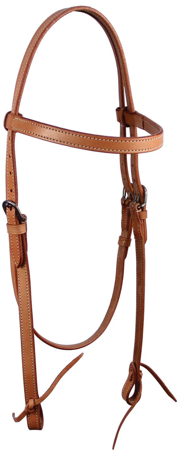 Buffalo Leather of the Rockies Plain Leather Browband Headstall - Healthber