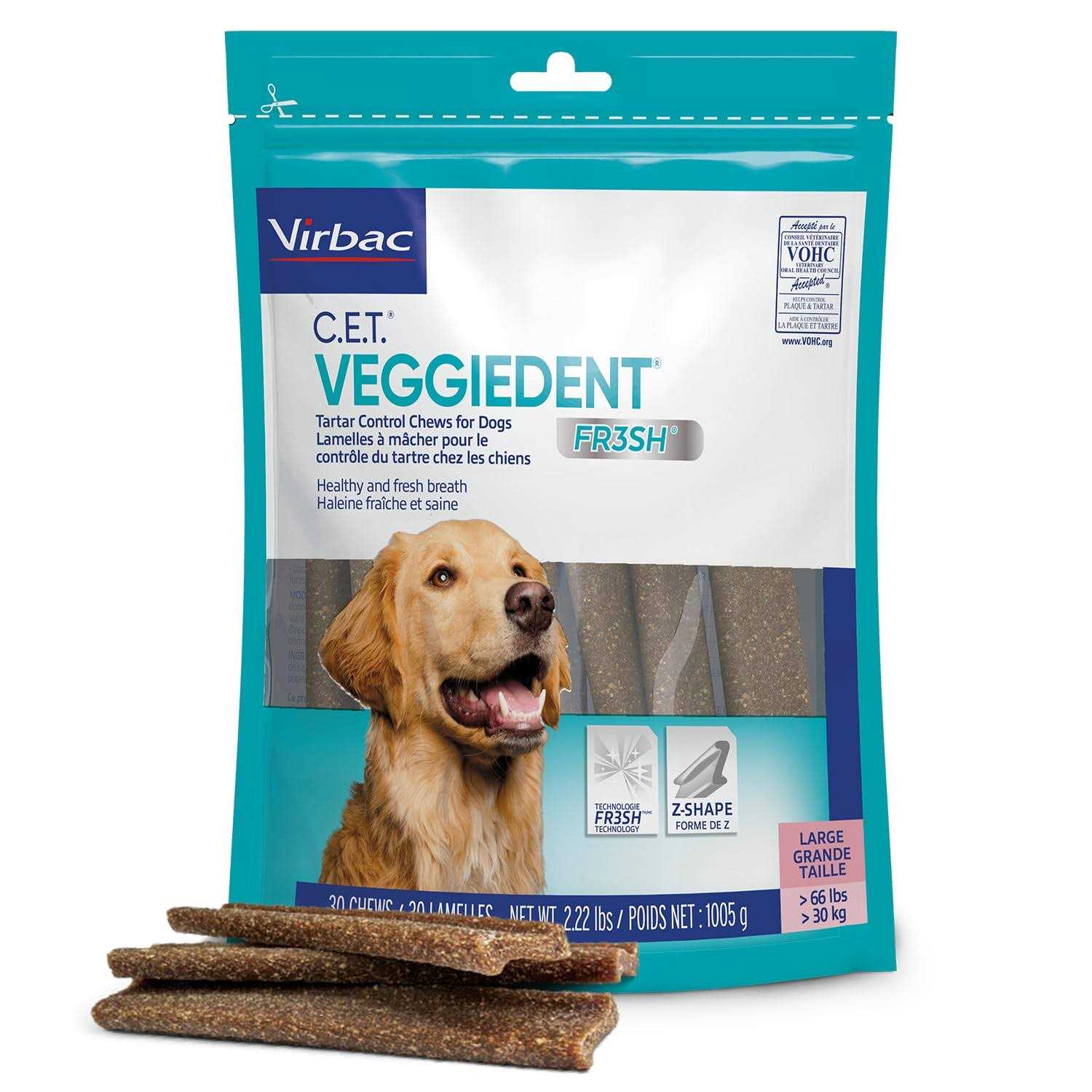 Virbac C.E.T. VeggieDent FR3SH Tartar Control Chews for Dogs - Healthber