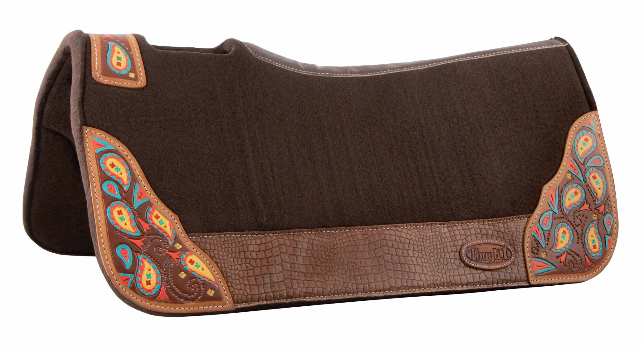 Tough1 Hand Painted Paisley Contoured Felt Saddle Pad - Healthber