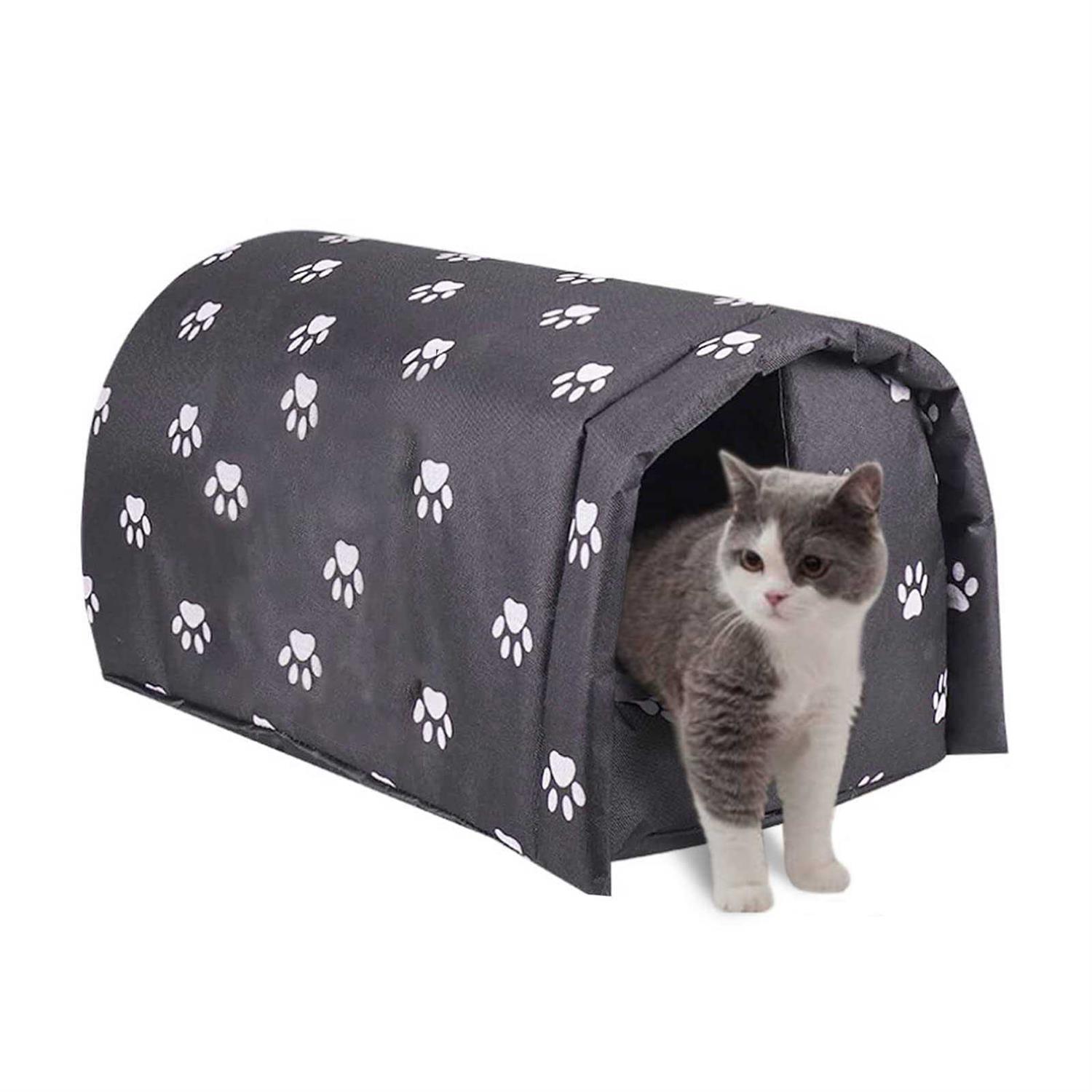 Outdoor Feral Cat House for Winter Weatherproof Waterproof Rainproof Foldable Cotton Filled Thicken Stray Feral Cats Dogs Tent Shelter Home Keep - Healthber
