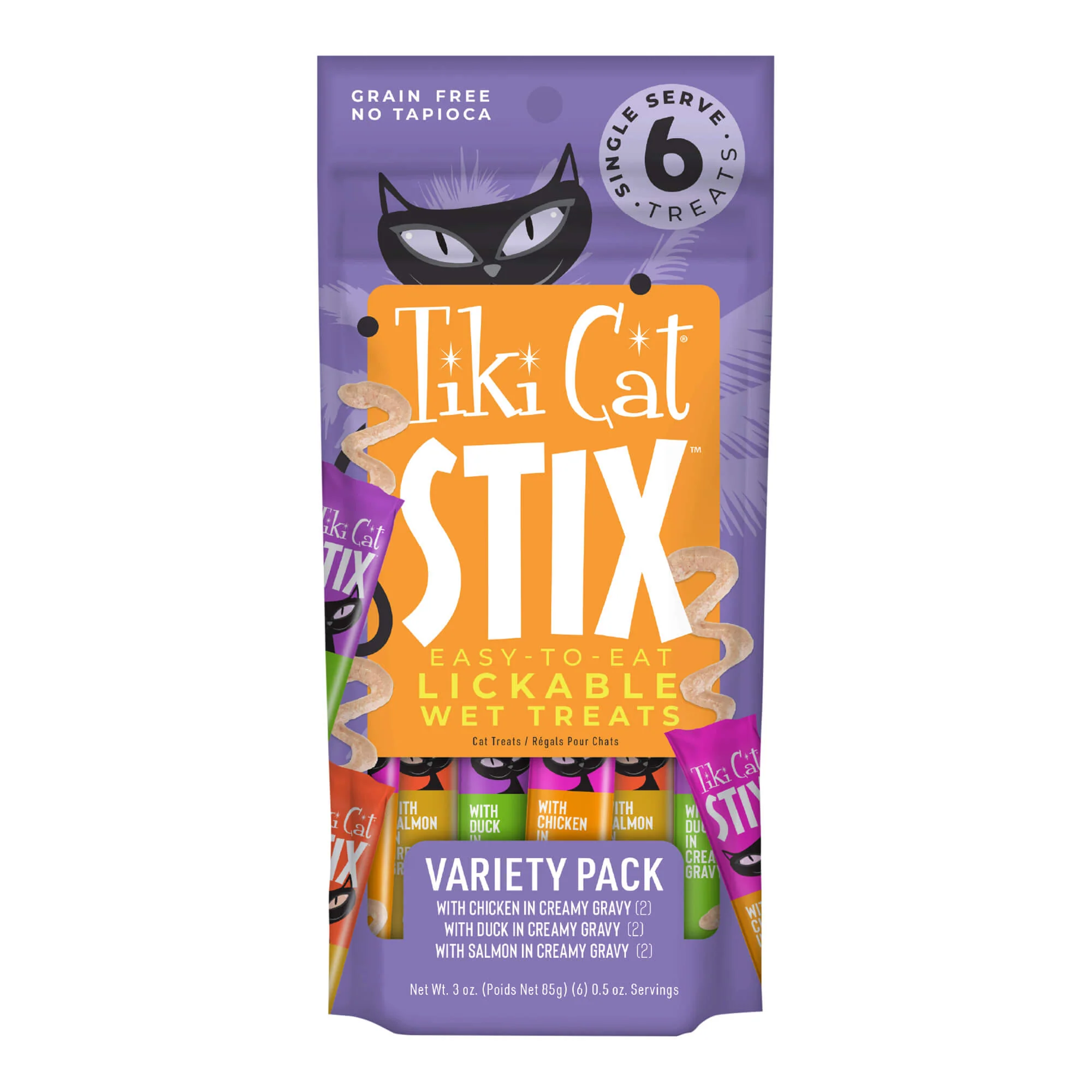 Tiki Cat Stix Wet Cat Treats, Variety Pack, Case of 12 (6 ct) - Healthber