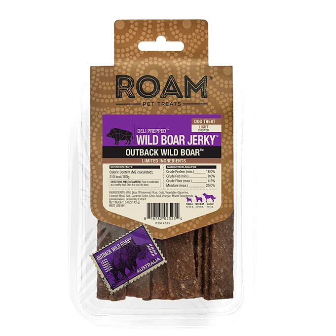 Roam Dog Treats Wild Boar Jerky, 5 oz - Healthber