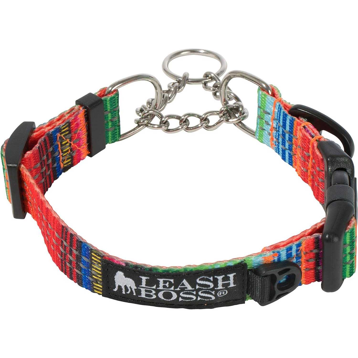 Leashboss Patterned Reflective Chain Martingale Dog collar - Healthber