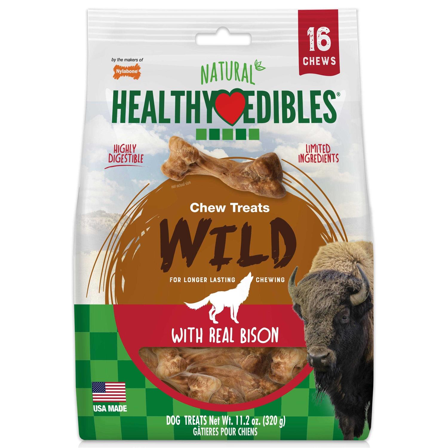 Nylabone Healthy Edibles Wild Natural Bison Chew Treats - Healthber
