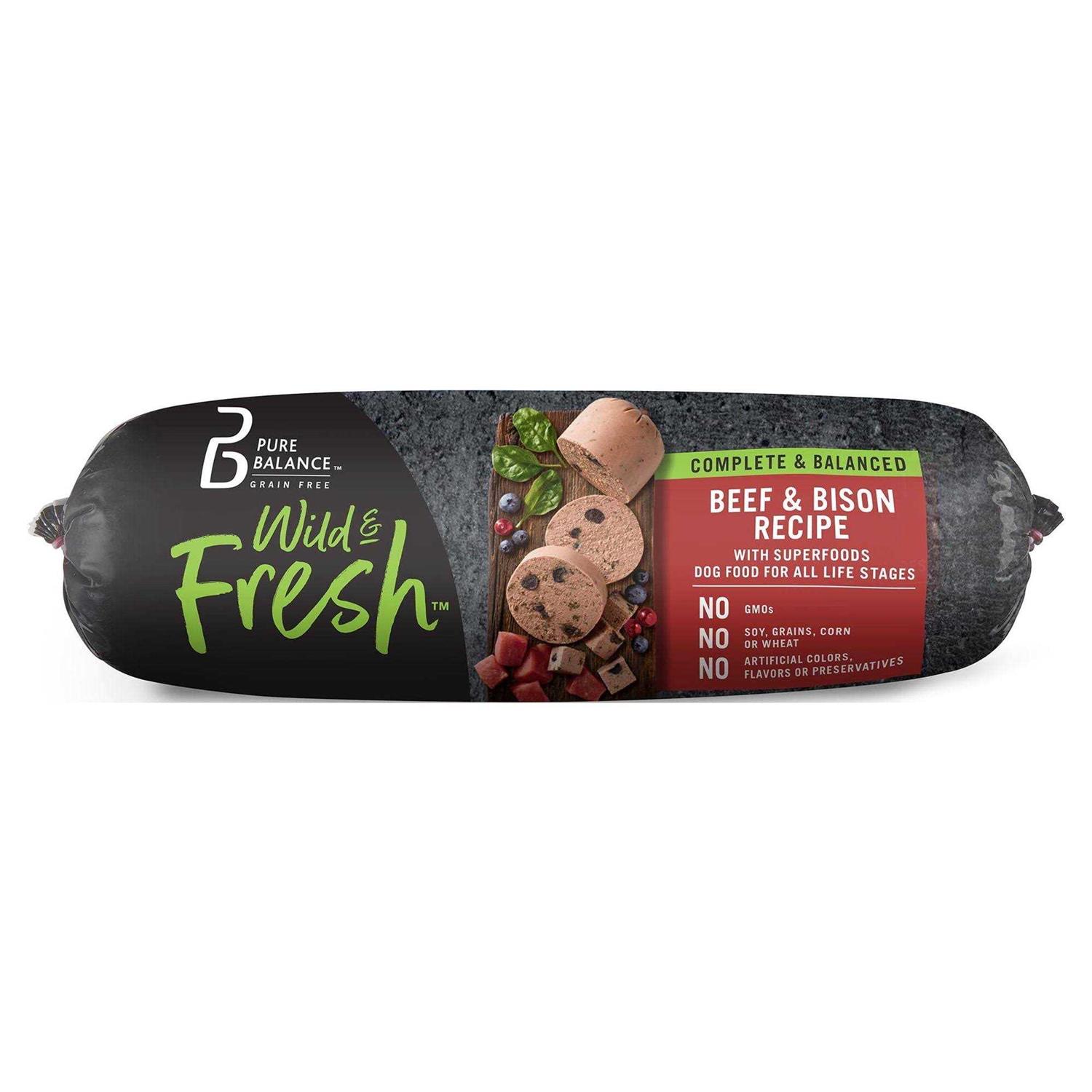 Pure Balance Wild & Fresh Dog Food Beef & Bison Recipe Rolled Chub - Healthber