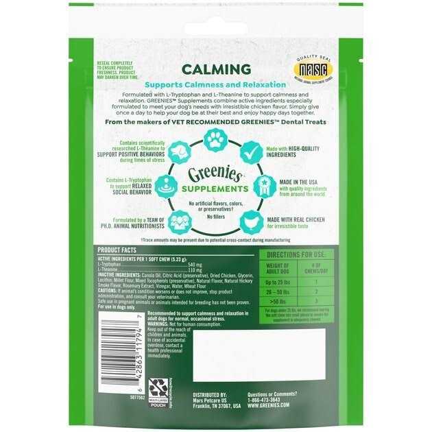 Greenies Supplements Calming Chews for Dogs Chicken Flavor - Healthber