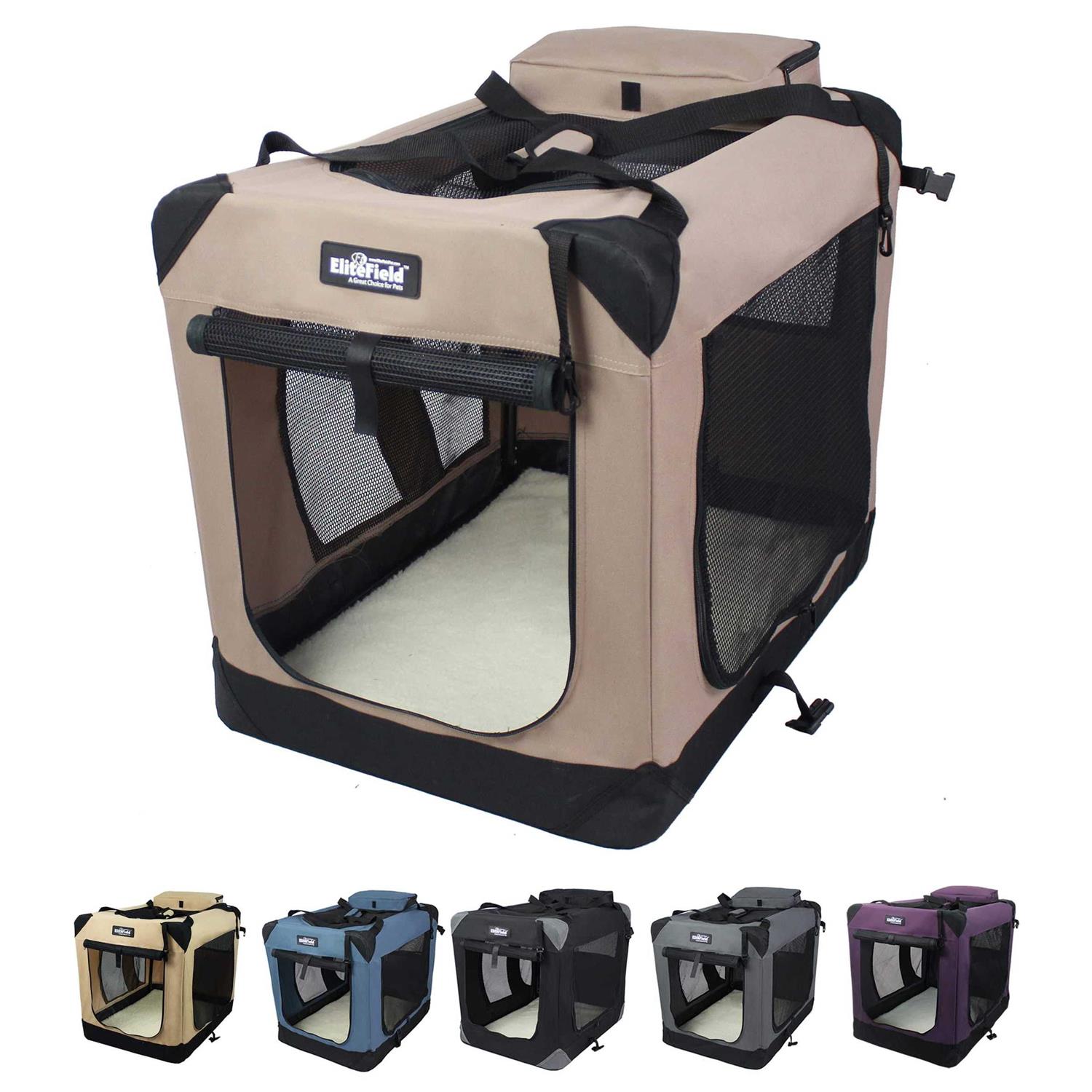 EliteField 3-Door Folding Soft Dog Crate - Healthber