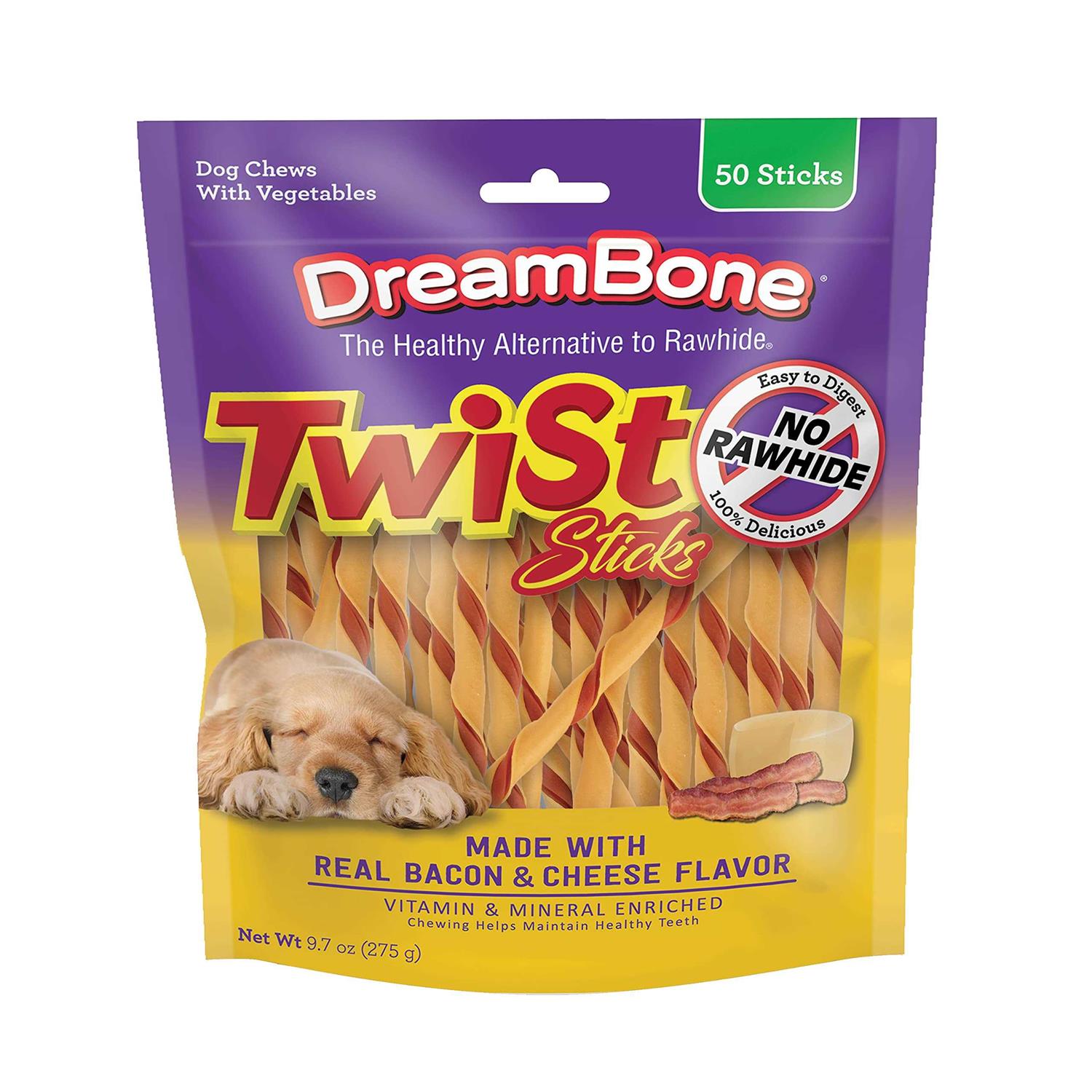 Dreambone Twist Sticks Bacon & Cheese Chews Dog Treats - Healthber