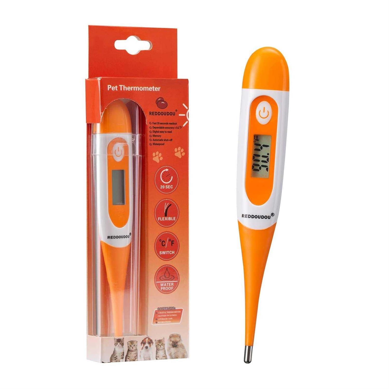Reddoudou Digital Pet Thermometer for Accurate Fever Detection, Suitable for Cats/Dogs/Horse/Veterinarian, Waterproof Pet Thermometer, Fast and - Healthber