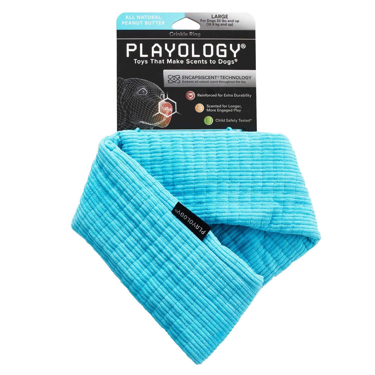 Playology Plush Crinkle Ring Peanut Butter Scented Dog Toy - Healthber
