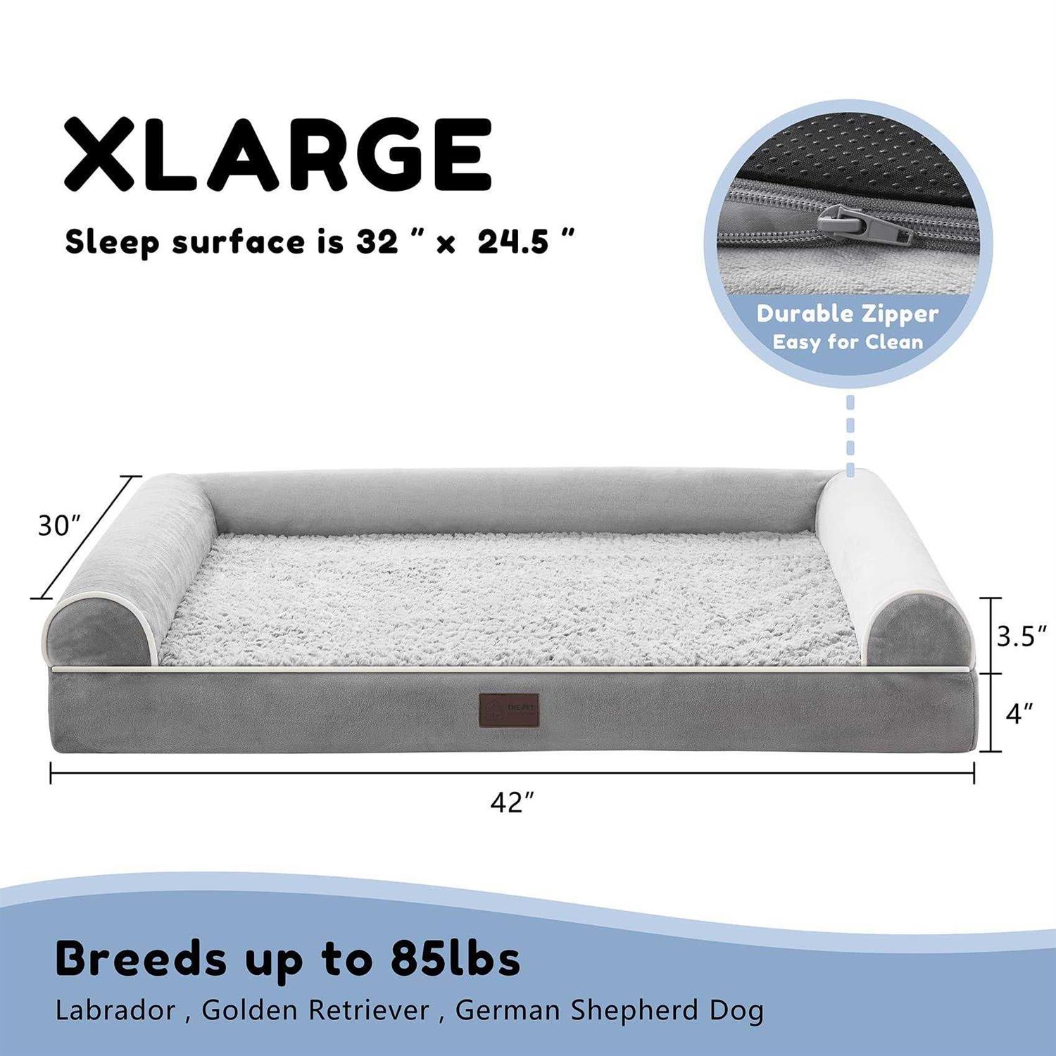 WESTERN HOME Orthopedic Dog Beds for Large Dogs, Foam Pet Sofa with Waterproof Lining, Removable Washable Cover and Nonskid Bottom - Healthber