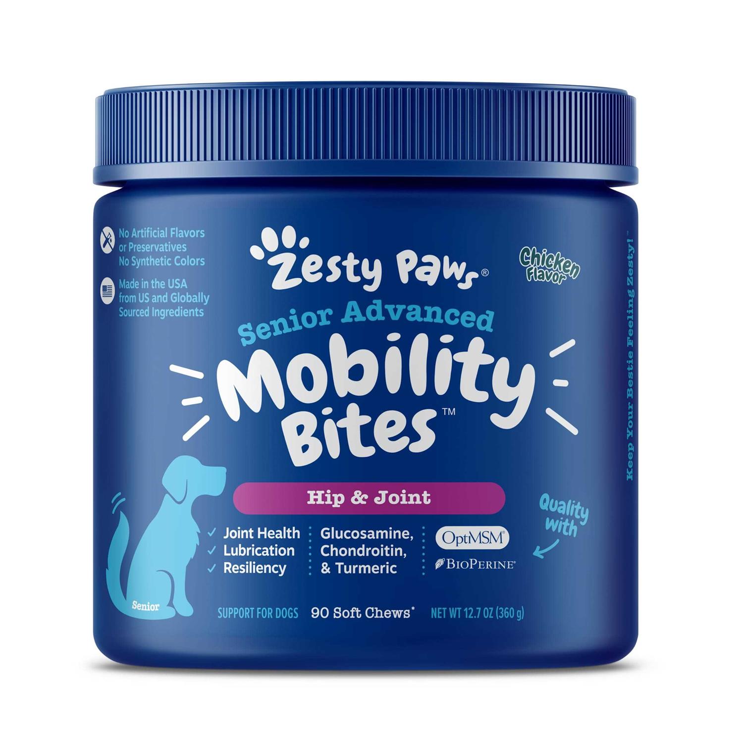 Zesty Paws Advanced Hip Joint Mobility Bites for Senior Dogs - Healthber