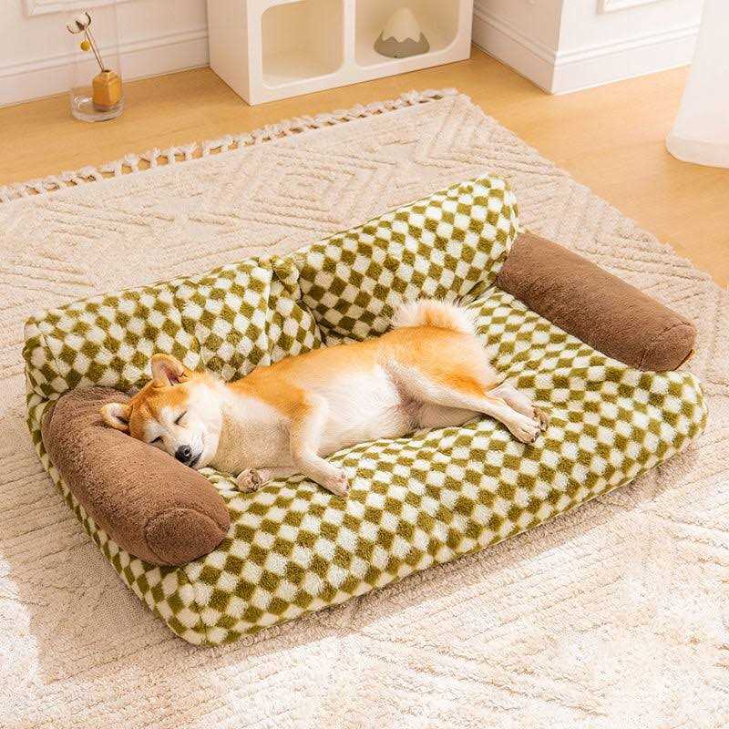 FunnyFuzzy Plaid Dog & Cat Couch Bed Gift for Dog - Healthber