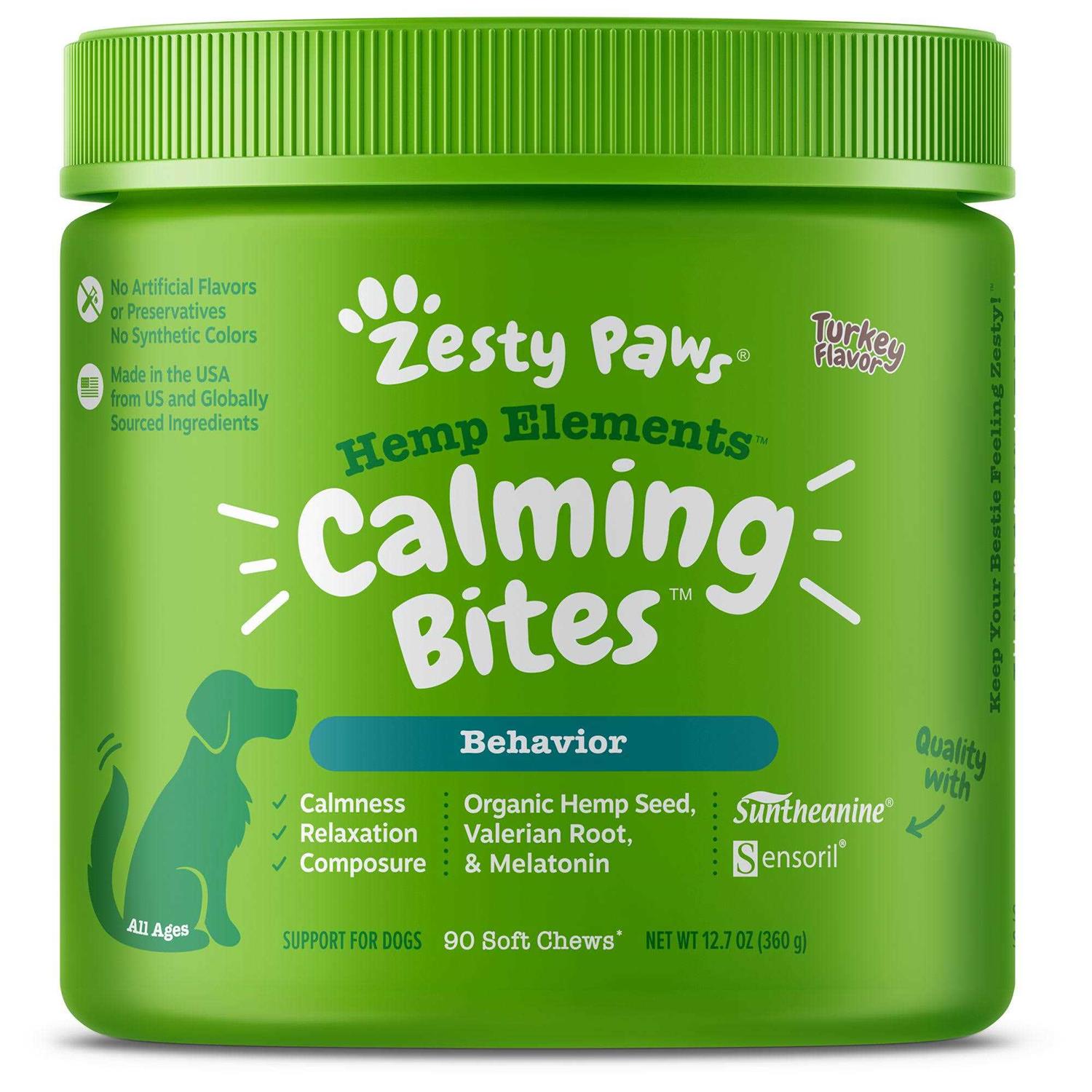 Zesty Paws Hemp Elements Calming Bites for Dogs - Healthber