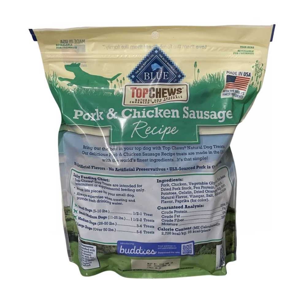 Top Chews Pork & Chicken Sausage Dog Treats 36 oz - Healthber