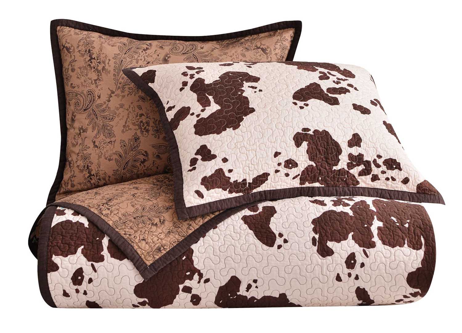 Elsa Cowhide Reversible 3 Piece Quilt Set - Healthber