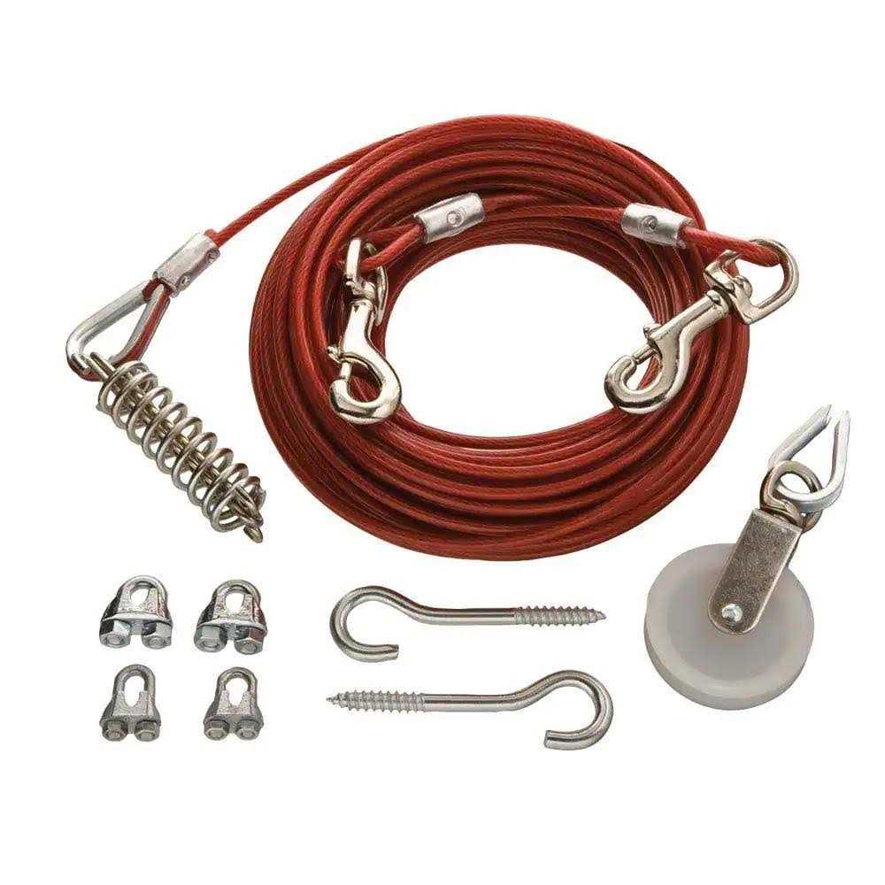 1/8 in. x 75 ft. Galvanized Dog Run Cable Exerciser Kit - Healthber