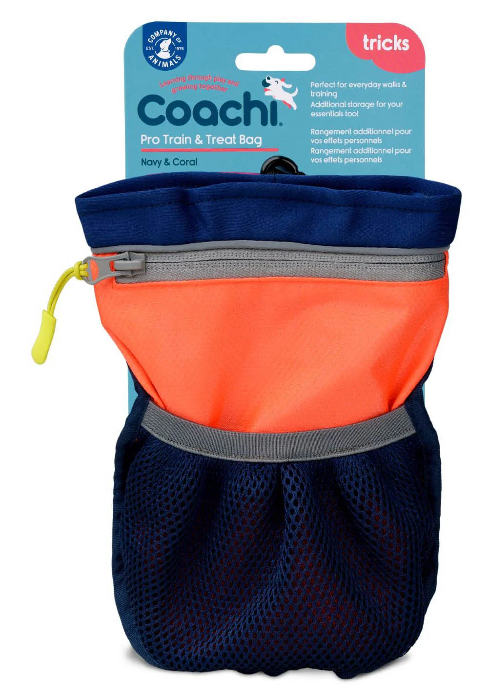 Coachi Pro Train & Treat Bag, Navy & Coral - Healthber
