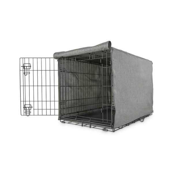 EveryYay Happy Place Blackout Grey Dog Crate Cover - Healthber