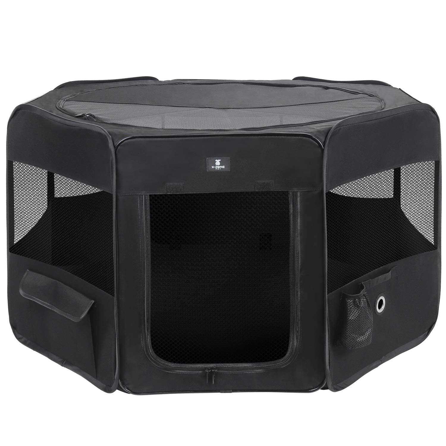 X-ZONE Pet Portable Foldable Pet Dog Cat Playpen Crates Kennel/Premium 600D Oxford Cloth,Removable Zipper Top, Indoor and Outdoor Use - Healthber