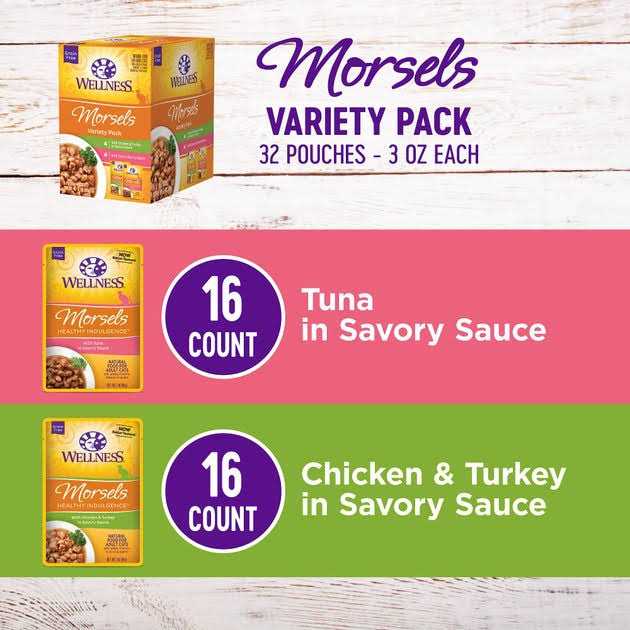 Wellness Healthy Indulgence Natural Grain Free Wet Cat Food Morsels Variety Pack - Healthber