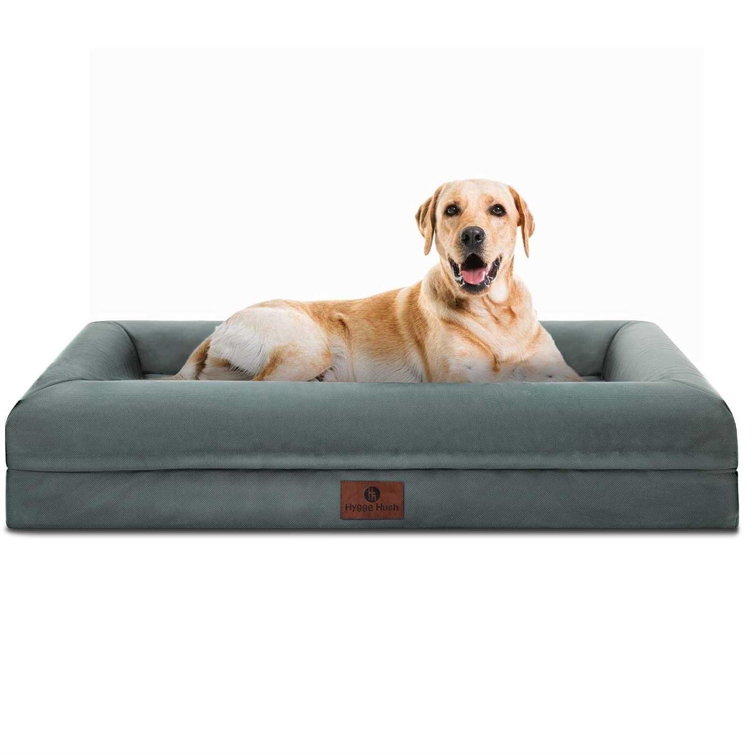 Hygge Hush Summer Waterproof Dog Bed, Washable Dog Bed with Removable Cover and Bolster - Healthber