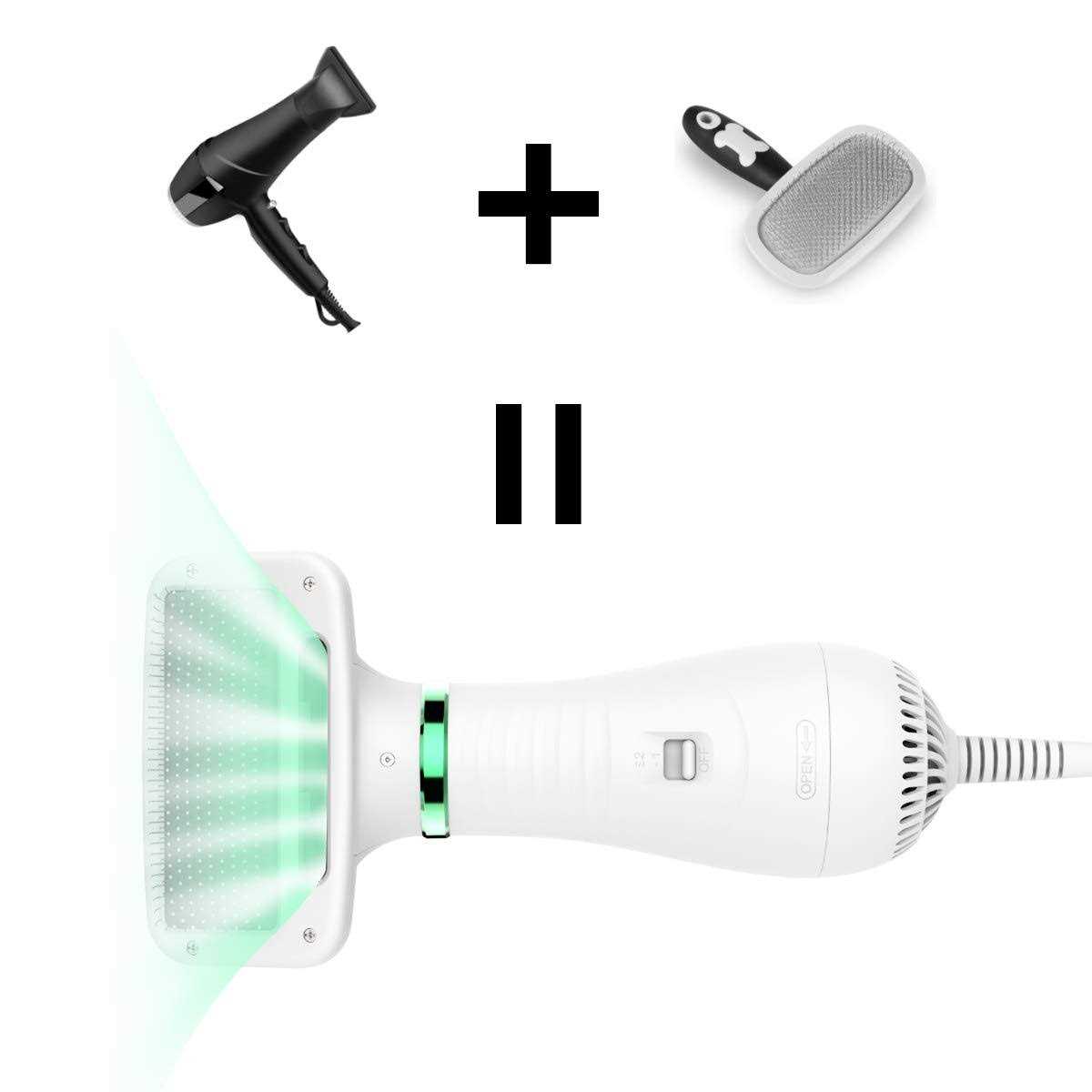 LIVEKEY Pet Hair Dryer, 2 in 1 Pet Grooming Hair Dryer with Slicker Brush, Home Dog Hair Dryer with Adjustable 2 Temperatures Settings, for Small and - Healthber