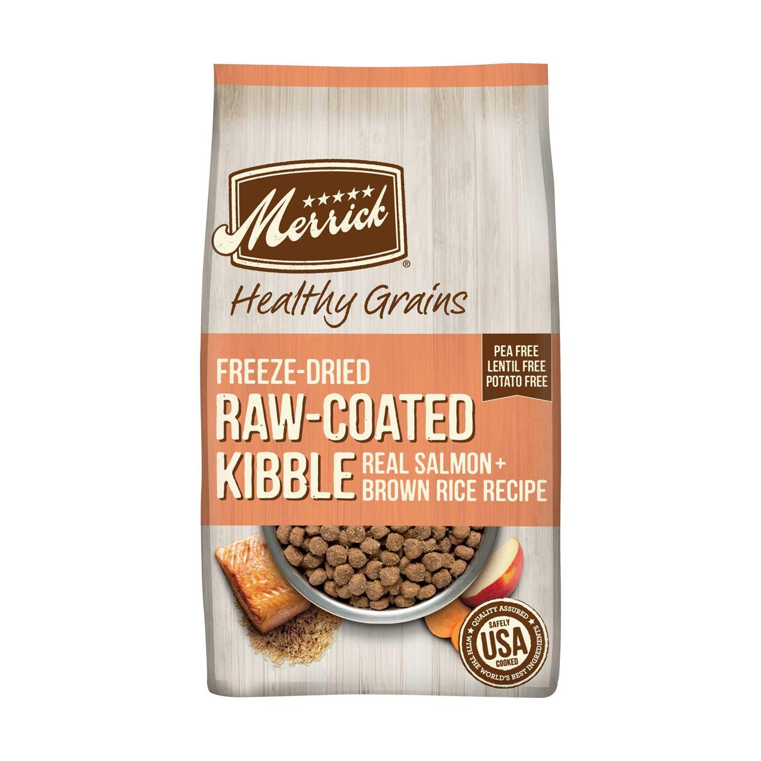 Merrick Healthy Grains Freeze Dried Raw Coated Kibble Dry Dog Food Real and Brown Rice Recipe - Healthber