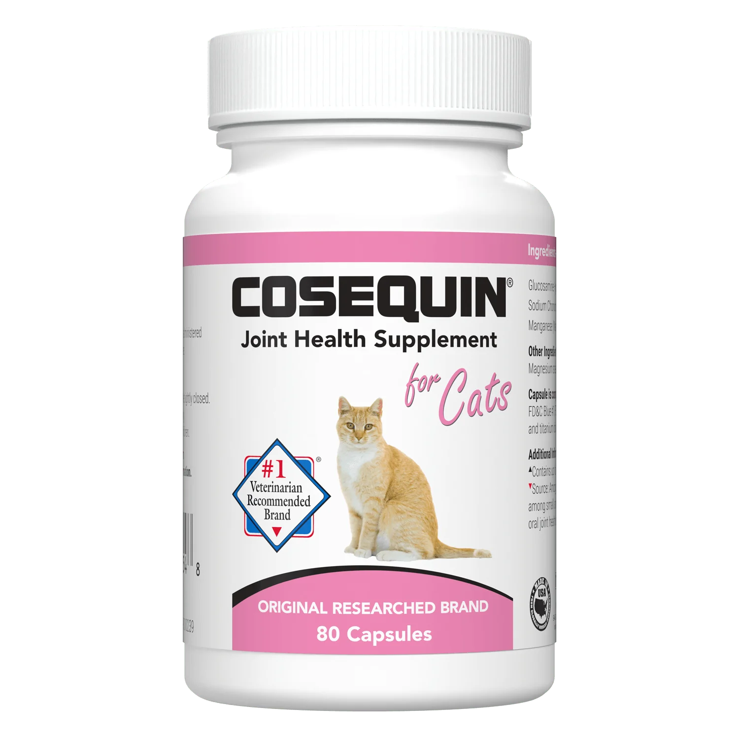 Nutramax Cosequin Joint Health with With Glucosamine and Chondroitin Supplement for Cats, 80 Capsules - Healthber