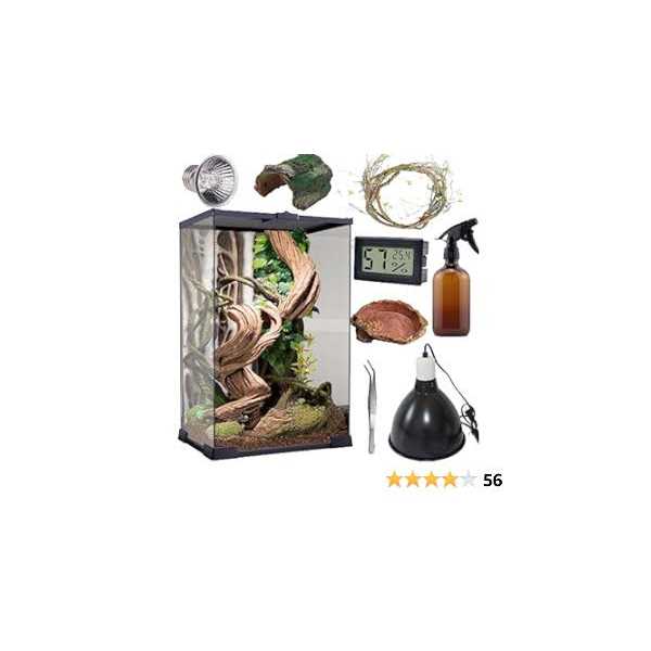 SARUFO Reptile Terrarium 8 * 8 * 12 Amphibian Vertical Habitat Tank Starter Kit - Healthber