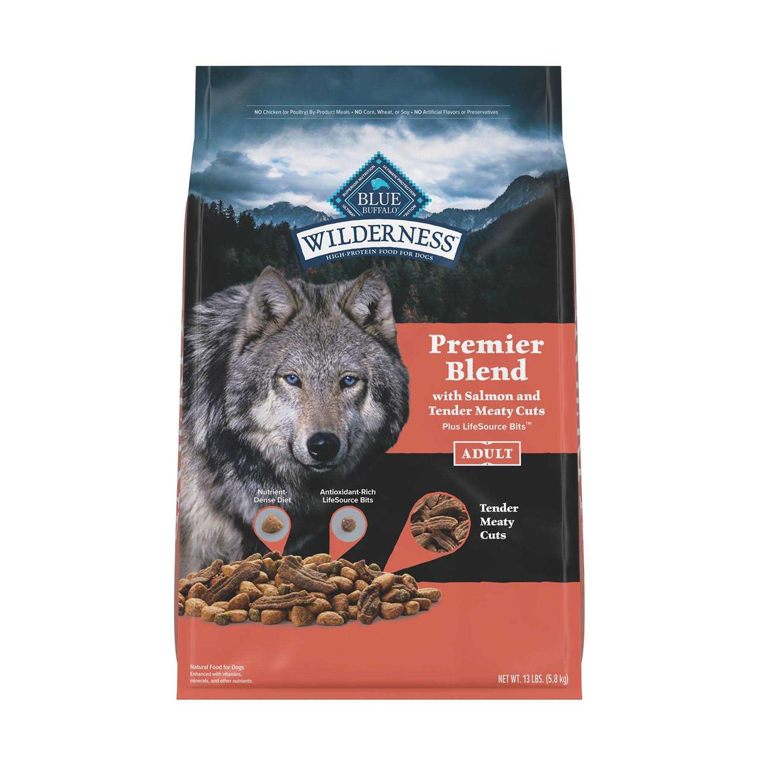 Blue Buffalo Wilderness Premier Blend Adult Natural Meaty Cuts Salmon Dry Dog Food - Healthber