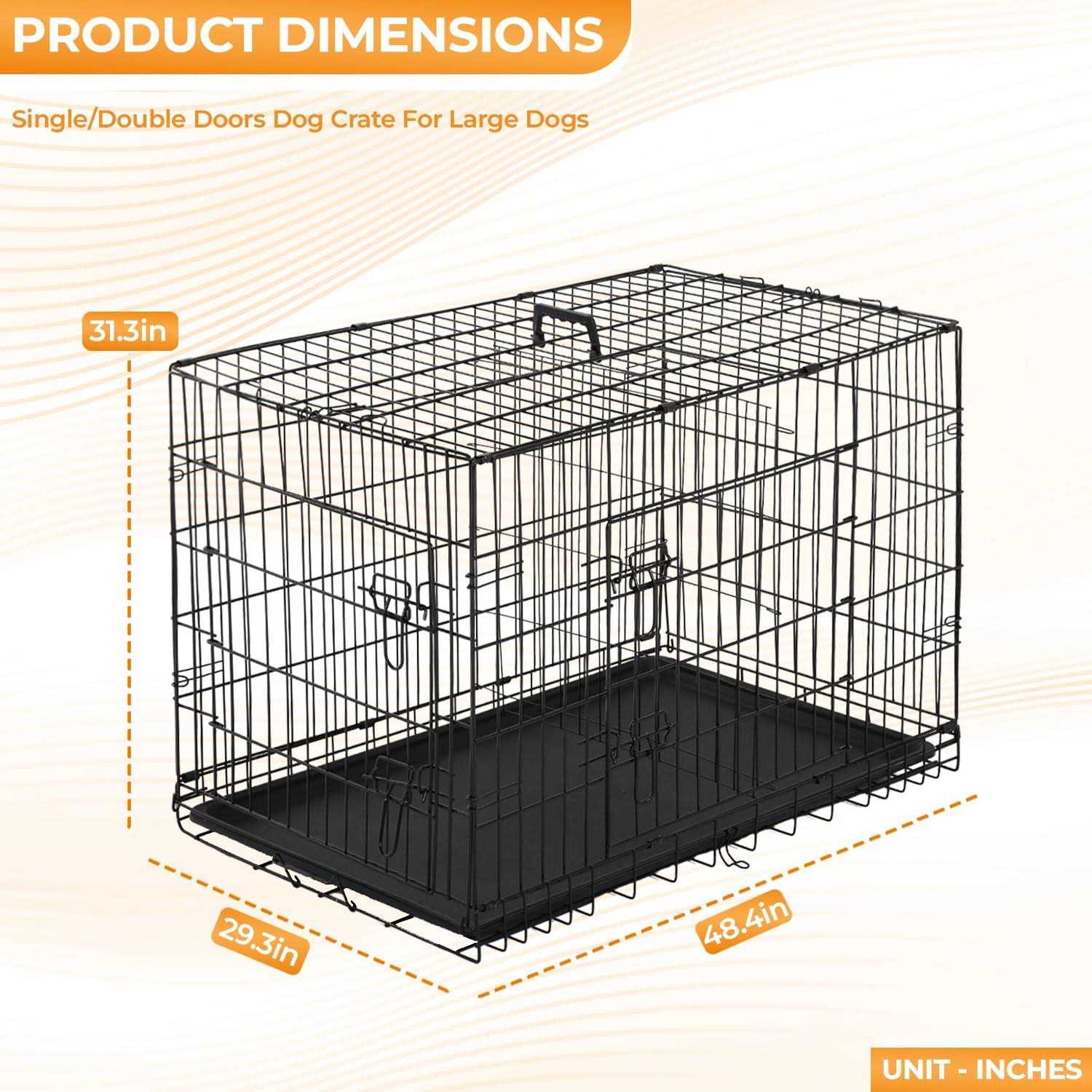 PayLessHere Large Dog Crate Kennel for Medium Large Dogs Metal Dog Cage Double-Door Folding Travel Indoor Outdoor Puppy Playpen with Divider and - Healthber