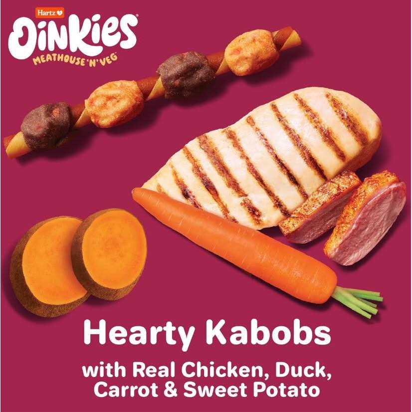 Hartz Oinkies Meathouse ‘n’ Veg Hearty Kabobs Dog Treats - Healthber