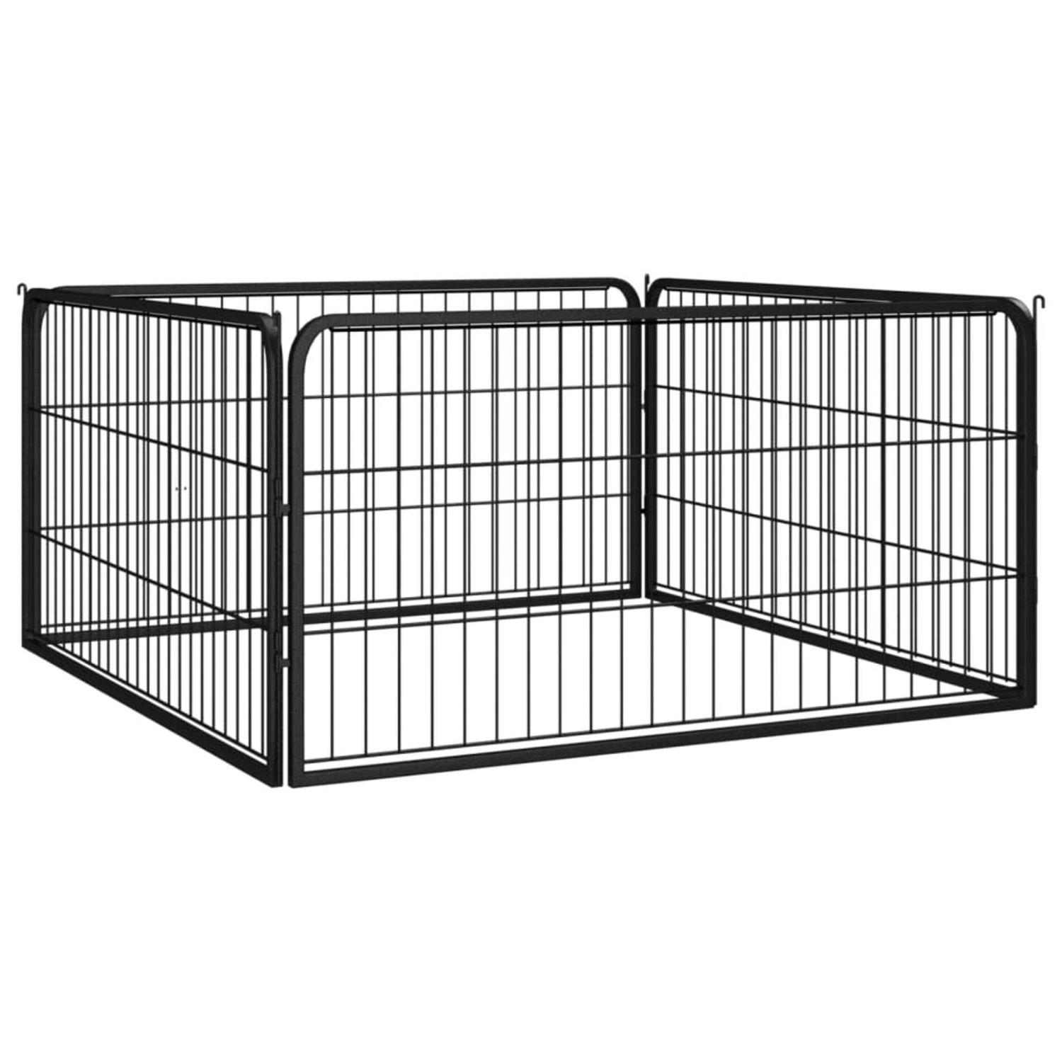 vidaXL Dog Playpen 4 Panels Black Powder-coated Steel - Healthber