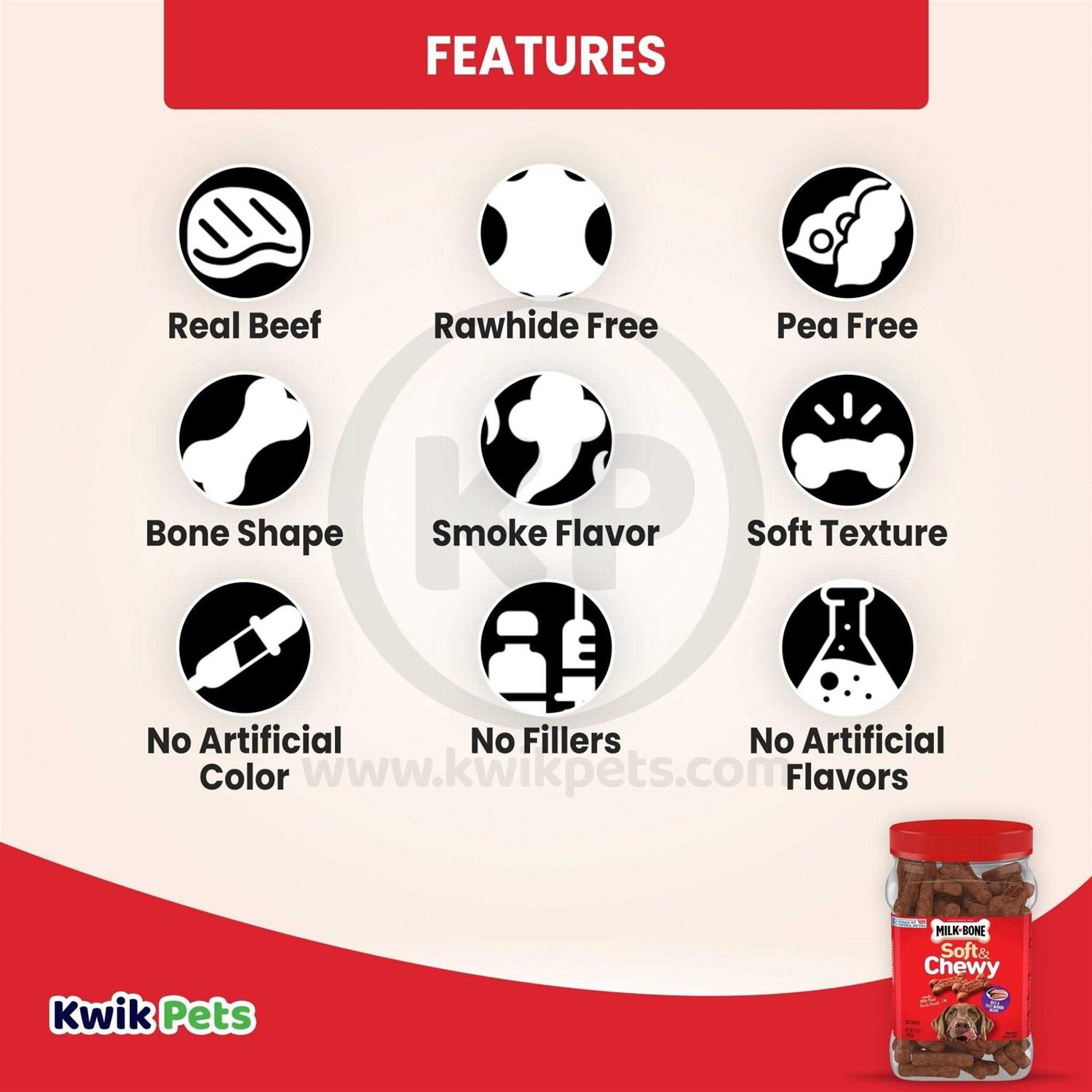 Milk-Bone Soft & Chewy Beef & Filet Mignon Recipe Dog Treats - Healthber