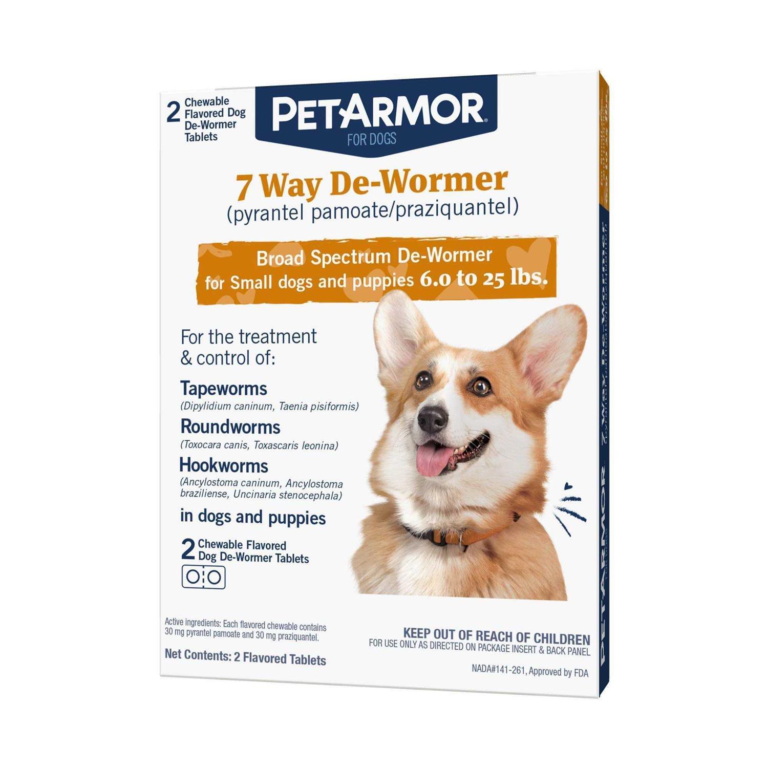 PetArmor 7-Way Deworm Dog Insect Treatment for Dogs Weighing 6-25lbs - Healthber