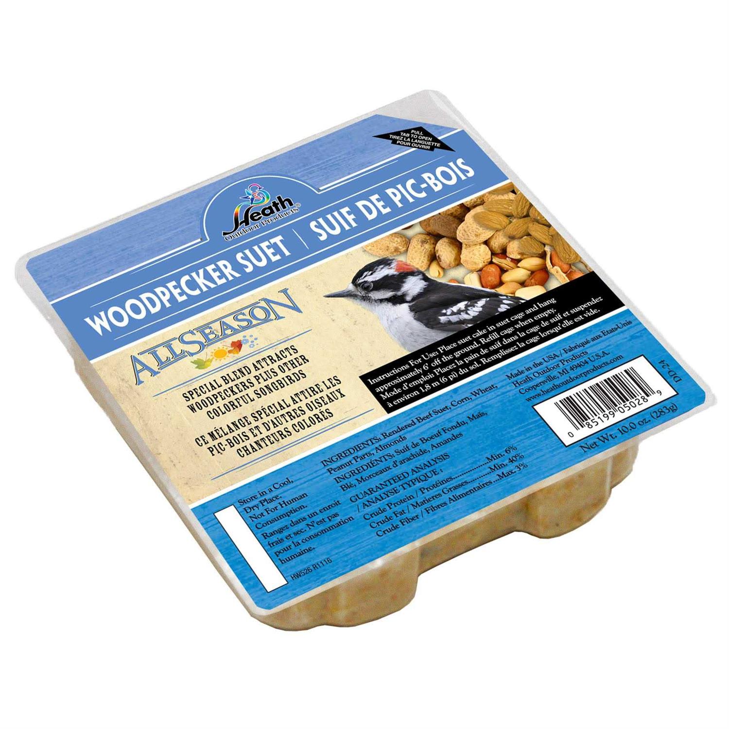 Heath Woodpecker Suet Cake 5.2in 10oz 12 Pack - Healthber