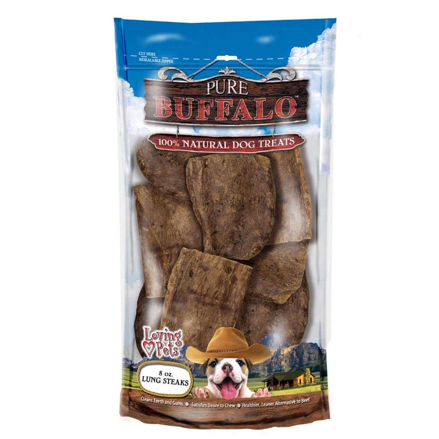 Loving Pets Pure Buffalo Lung Steaks Dog Treat - Healthber