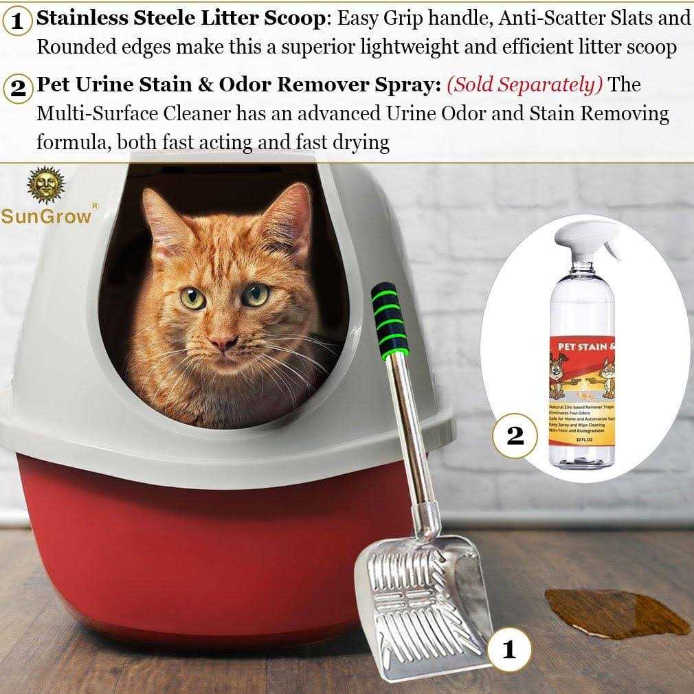 SunGrow Cat Long Handle Metal Scoop for Clumping Clay Litter & Dog Poop Picker Upper - Healthber