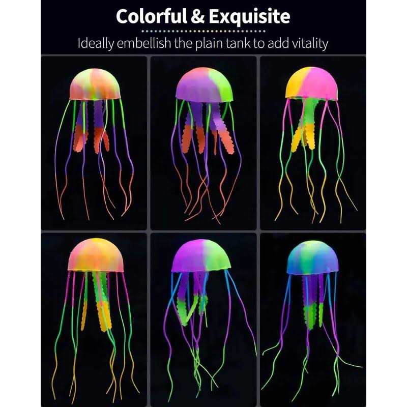 Uniclife 6 Pcs Glowing Jellyfish Ornament Decoration for Aquarium Fish Tank - Healthber