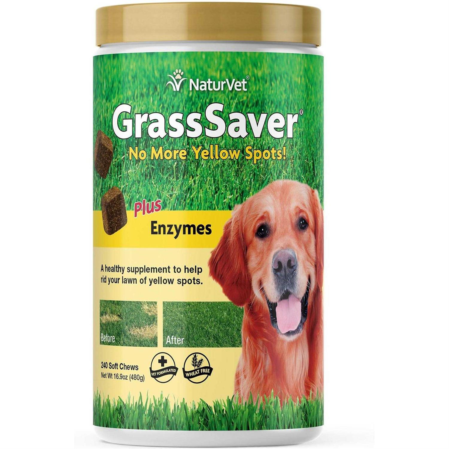 NaturVet GrassSaver Plus Enzymes for Dogs 240 Soft Chews - Healthber