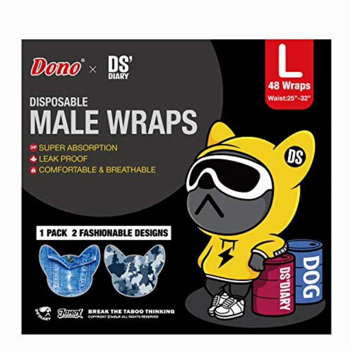 Dono Dog Diapers Male Disposable Male Dog Wraps 48 count Wider Doggie Puppy Diapers Male Belly Bands - Healthber