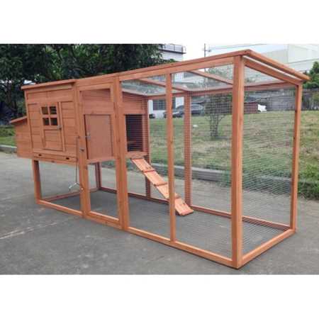 Chicken Coop Large 95 inch Deluxe Solid wood Hen Chicken Cage House Coop Huge with Run nesting box, Brown - Healthber
