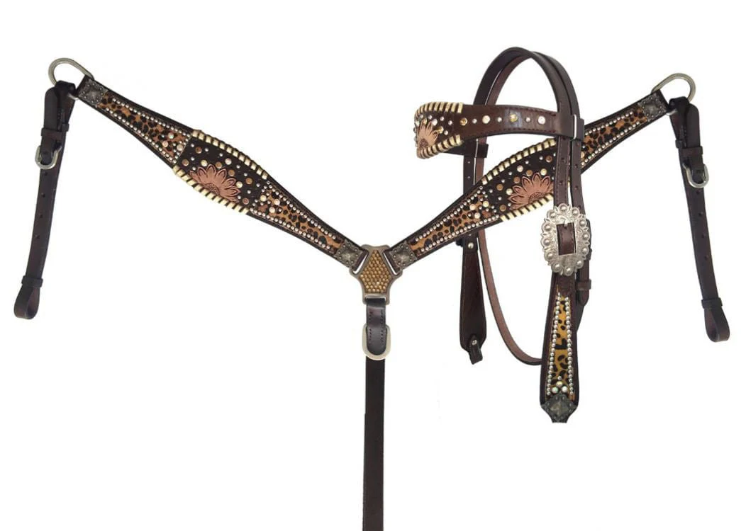 Showman Beaded Cheetah Headstall & Breast Collar - Healthber
