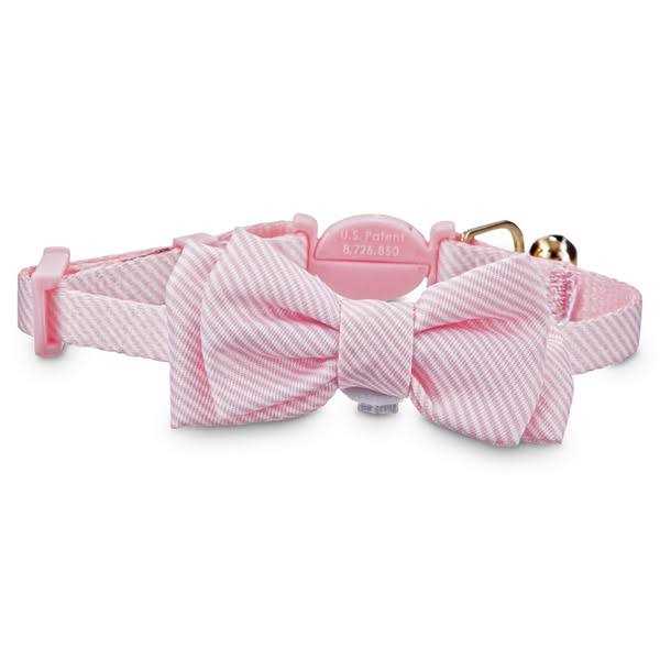YOULY Blue Seersucker Breakaway Bowtie Kitten Collar - Healthber