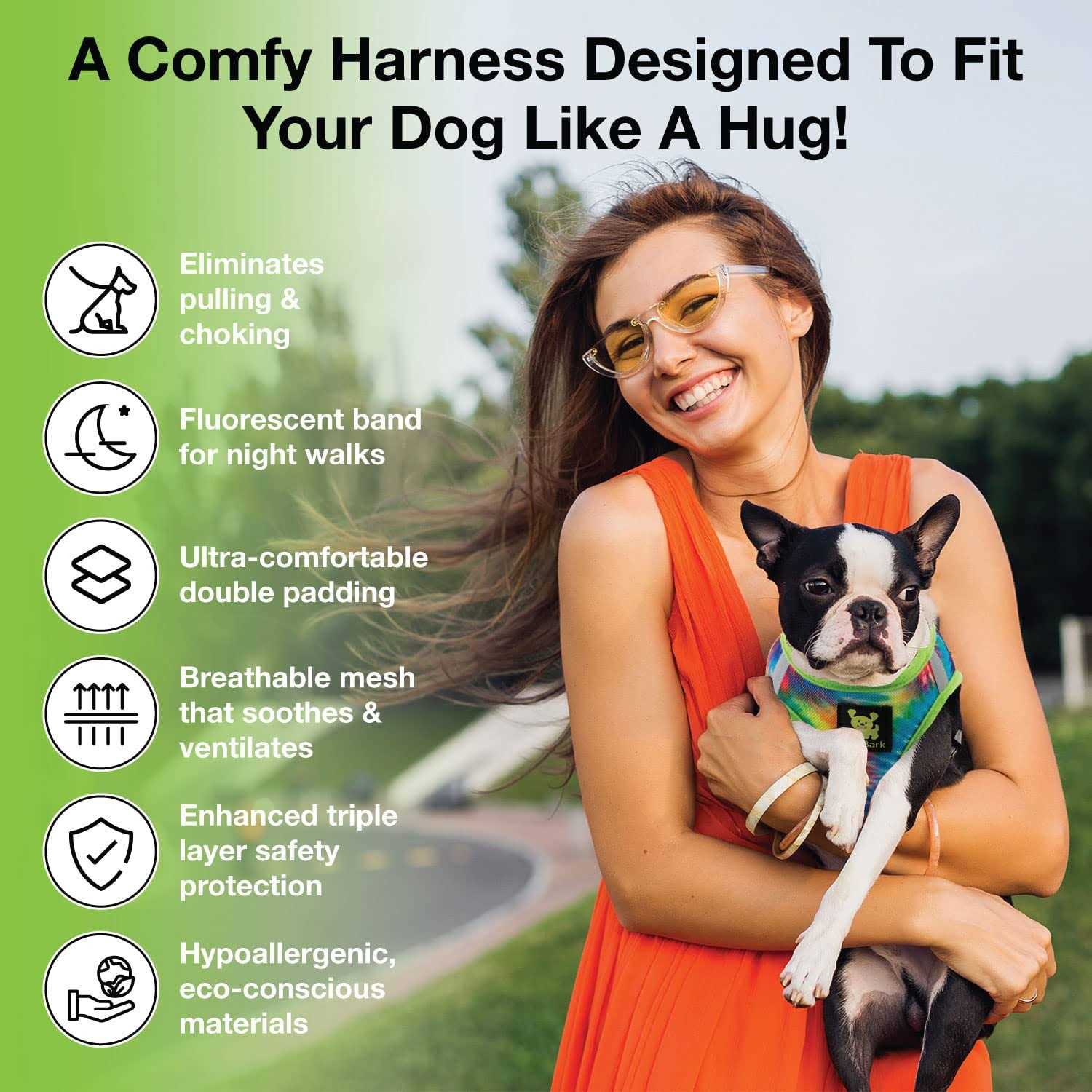EcoBark Step in Dog Harness Soft Mesh Dog Harnesses and Small Dogs Eco-Friendly - Healthber