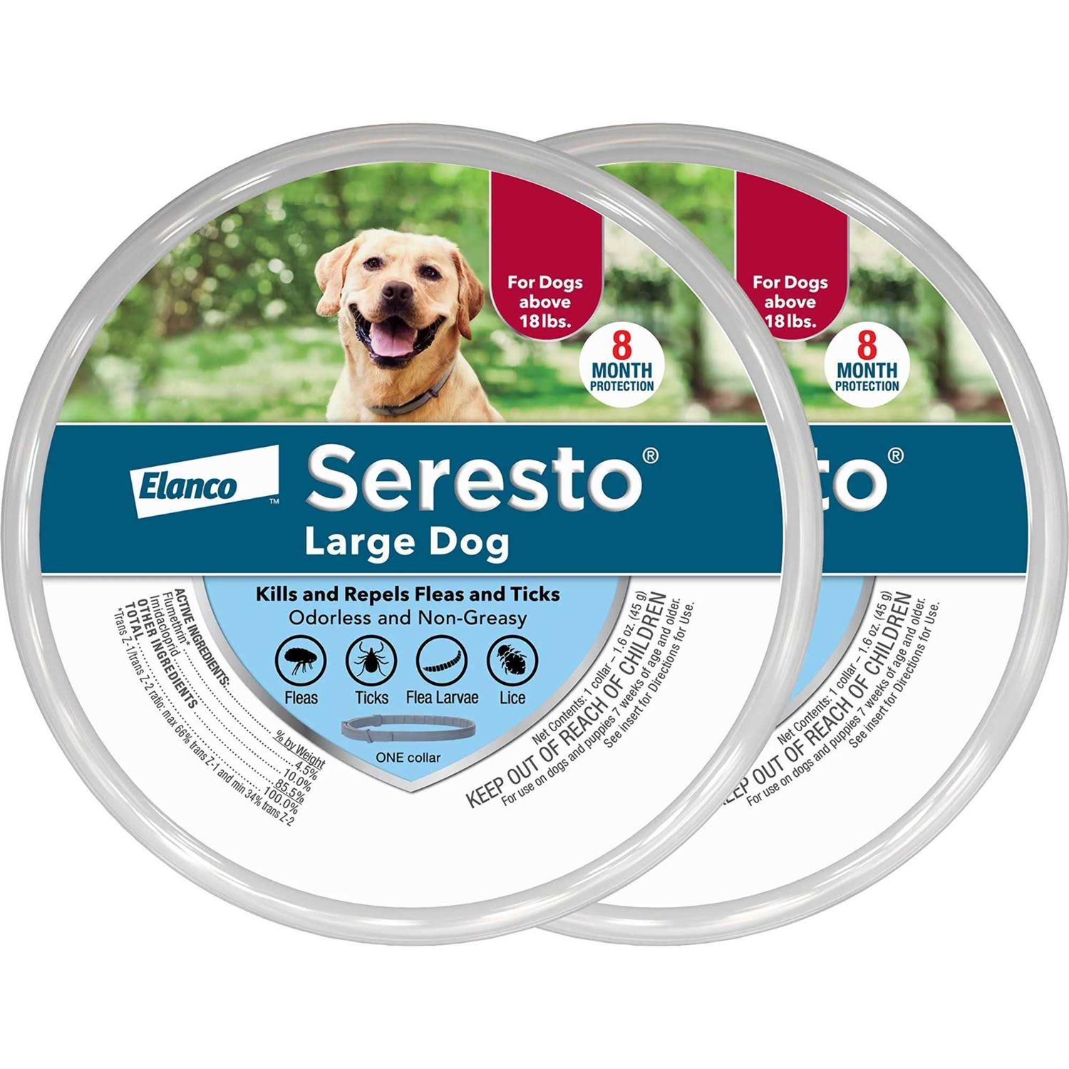 Seresto Flea and Tick Collar for Dogs, 8-month Flea and Tick Collar for Large Dogs Over 18 Pounds - Healthber