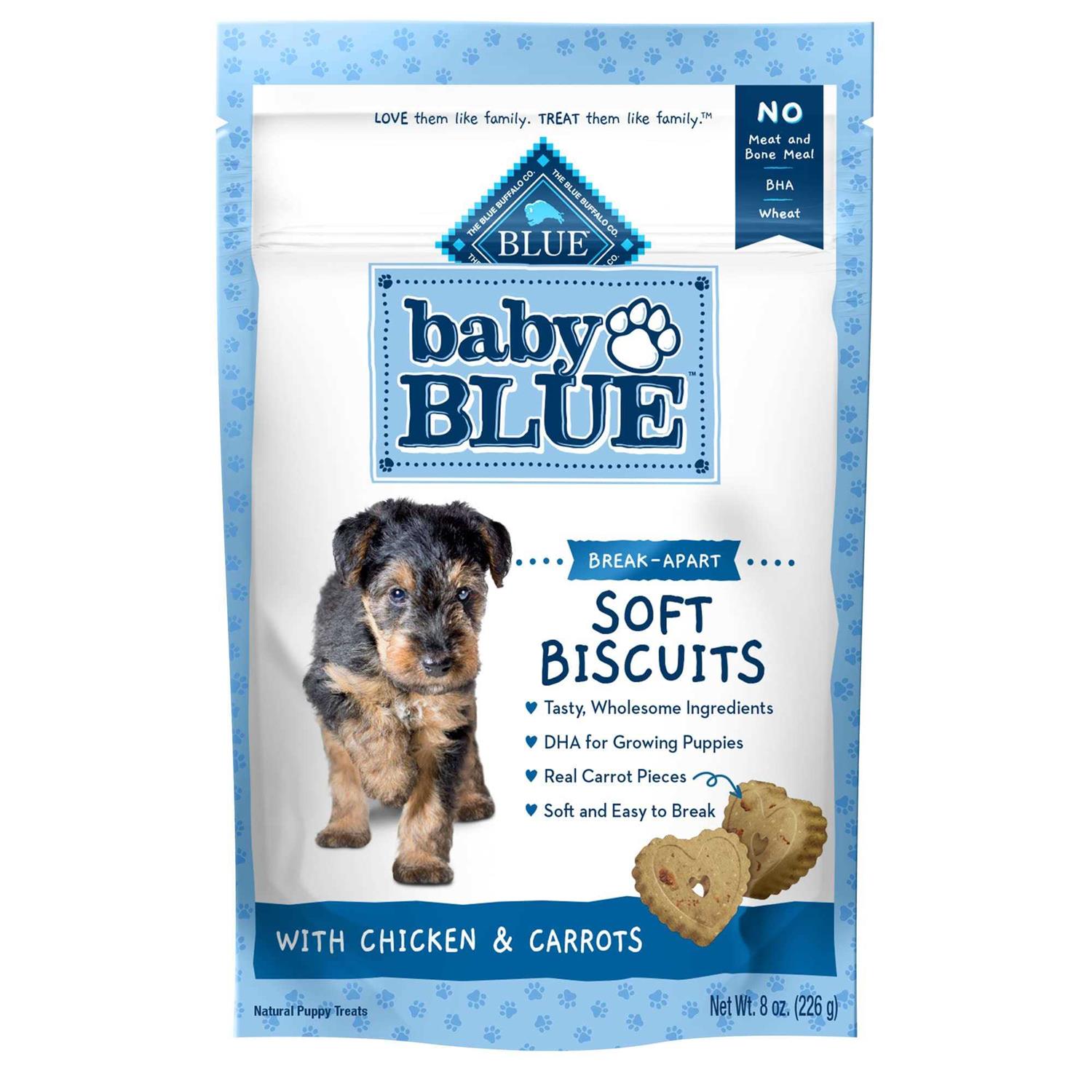 Blue Buffalo Baby Blue Soft Biscuits Natural Chicken & Carrots Puppy Dog Treats - Healthber